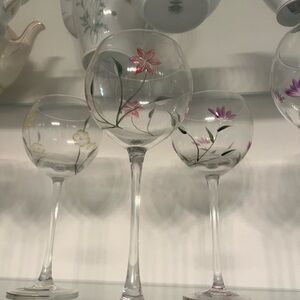 Lenox Vintage Hand painted Floral Wine Glass Set